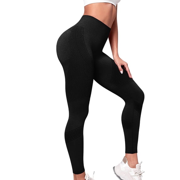 JFGHDG High Waisted Anti Cellulite Compression Leggings for Women Seamless Butt Lifting Tummy Control Stretchy Full Length Yoga Workout Tights Black L
