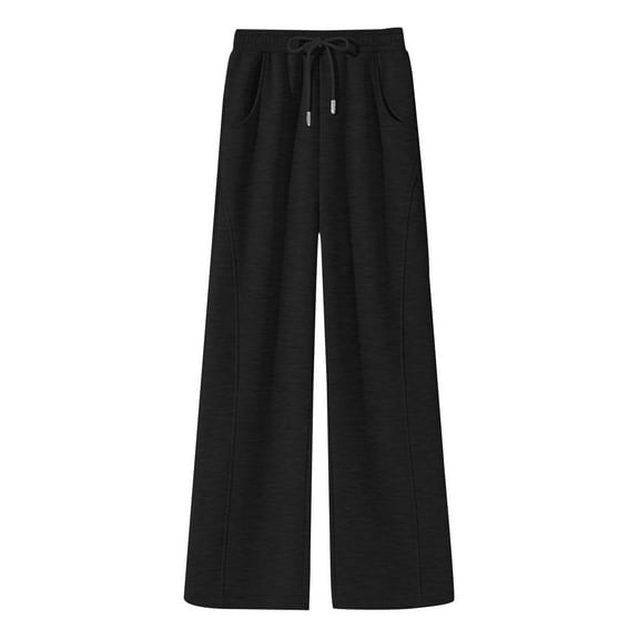 JFGHDG Joggers for Women Wide Leg Baggy Pull On Pants Baggy Wide Leg Palazzo Pants Trousers with Pockets High Waist Elastic Waist Women Plus Size Wide Leg Sweats A6_black 2xl