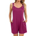 thumbnail image 1 of JFGHDG Jumpsuits For Women Summer Short Overalls Casual Sleeveless Adjustable Loose Women's Rompers with Pockets 2026 Wine L, 1 of 7