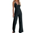 thumbnail image 1 of JFGHDG Jumpsuits for Women Sleeveless Double Spaghetti Straps Flare Leg Long Pants Elegant Floral Lace Dressy Formal Romper Dark Blue 2XL, 1 of 8