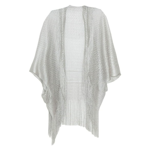 JFGHDG Knit Poncho,Capes for Women,Shawls and Wraps,Chiffon Scarf,Long Scarf,Cuff Filigree Tassel Cape Women's Solid Color Summer Transparent Thin Shawl Silver 3 One Size