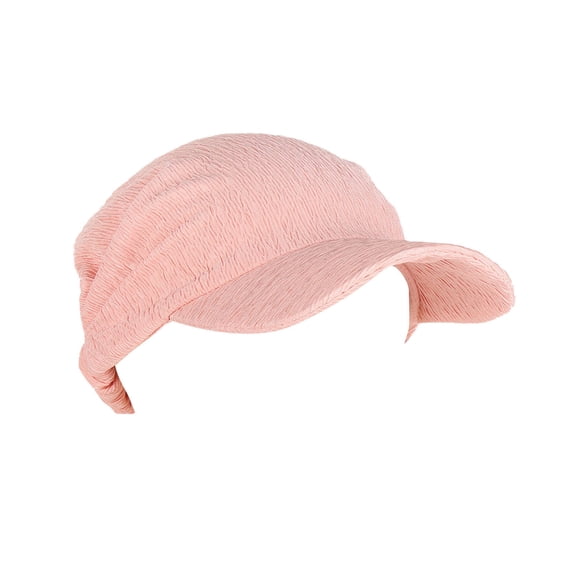 JFGHDG Ladies Stretch Crinkle Newsboy Hat with Brim Comfortable Chemo Turban Cap Hair Loss Head Cover for Daily Wear Pink One Size