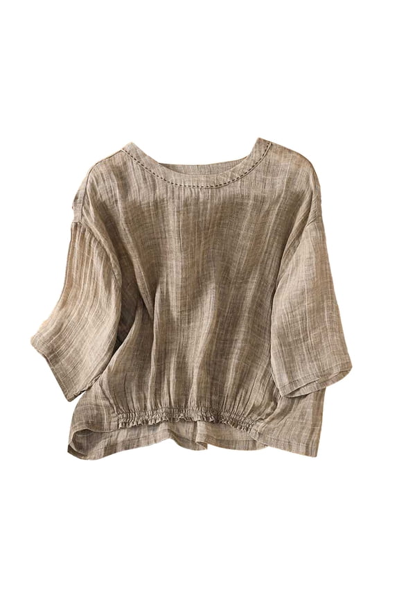 Linen Shirts for Women Linen Shirts for Women Linen Tunic Tops for Women Solid Blouses Tops Womens Summer Linen Shirts Cotton Linen Roll Up Khaki M