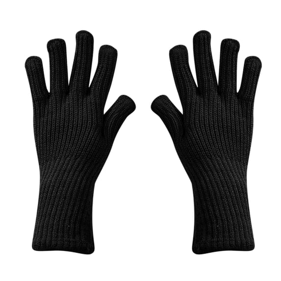 JFGHDG Long Cuff Ribbed Knit Winter Gloves, Stretchy Full‑Finger Knitted Gloves Elastic Extended Wrist Cuff for Cold Weather Daily Commute Black One Size