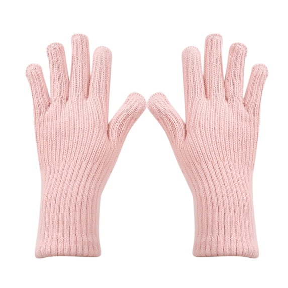 JFGHDG Long Cuff Ribbed Knit Winter Gloves, Stretchy Full‑Finger Knitted Gloves Elastic Extended Wrist Cuff for Cold Weather Daily Commute Pink One Size