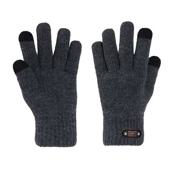 JFGHDG Men Knit Winter Gloves, Touch Screen Warm Thermal Knitted Gloves Elastic Cuff for Cold Weather Daily Commute Gray One Size