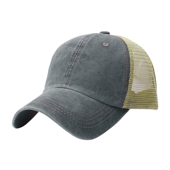JFGHDG Men Women Classic Trucker Hat Washed Distressed Cotton Fabric Mesh Splicing Design Adjustable Casual Lightweight Sun Cap for Street Use Gray One Size
