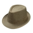 thumbnail image 1 of JFGHDG Men Women Short Brim Woven Straw Fedora Panama Hat, Lightweight UV Protection Beach Sun Hat for Travel Outdoor Khaki One Size, 1 of 3