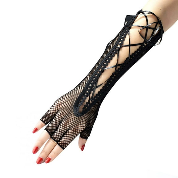 JFGHDG Mesh Arm Sleeves Lace Gloves Lace Fingerless Gloves Arm Warmers Satin Gloves Satin Gloves Short Velvet Gloves Sheer Gloves Black One Size