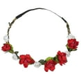 thumbnail image 1 of JFGHDG Padded Headband,Flower Headband,Pearl Headband,Thick Headbands for Women,Headbands for Women,Flower Hair Head Festival Party Floral Garland Wedding Beach Boho Headband Red One Size, 1 of 1