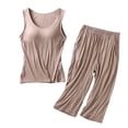 thumbnail image 1 of JFGHDG Pajama Set for Women Tank Top 2 Piece PJ Comfy Viscose from Sleepwear Sleeveless Loungewear Khaki L, 1 of 2