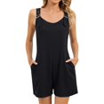thumbnail image 1 of JFGHDG Petite Jumpsuits for Women Summer adjustable Sleeveless Short Overalls Rompers with Pockets 2026 Black M, 1 of 9