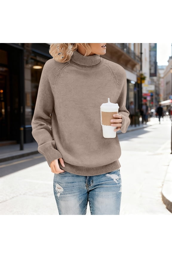 Ribbed Shirt Womens Lightweight Sweaters Wool Turtleneck Women Christmas Sweater Womens Quarter Zip Sweatshirt Basic Hoodie Workout Shirts Women Khaki L