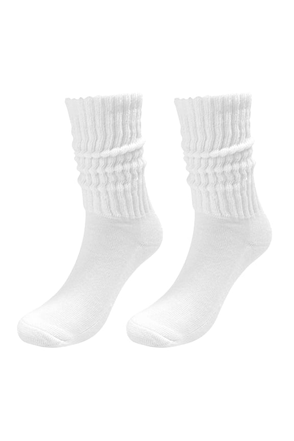 Ribbed Slouch Socks for Women, Soft Extra Long Chunky Scrunch Calf Sock Winter Knit Slouchy Socks Leg Warmmers White One Size