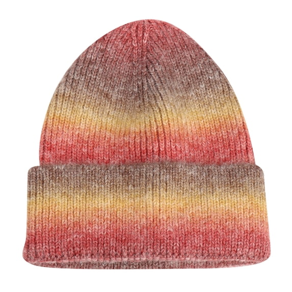 JFGHDG Rolled Cuff Tie Dye Beanie, Soft Stretchy Knit Winter Hat for Men Women, Warm Gradient Tie Dye Skull Cap D One Size
