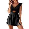 thumbnail image 1 of JFGHDG Ruffle Butts Swim Suits,bathing Suit for Women,one Piece Swimsuit Women,1 Swimsuit Ruffle Cutout Swimdress Wrap Swimwear,romper Swimsuits for Women,tummy Control Swimsuits for Women Black M, 1 of 4