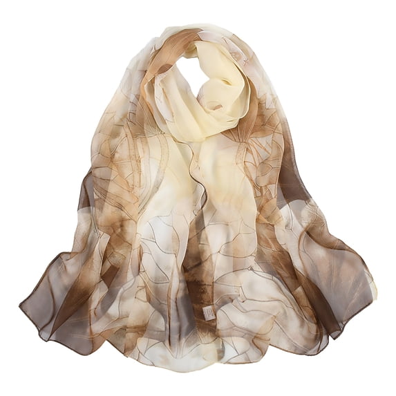 JFGHDG Scarf for Women Boho Scarf for Women Head Scarfs Sheer Scarfs Head Scarf for Women Vintage Head Scarf Long Chiffon Scarves Shade Scarves for Women Floral Shawl Beige One Size