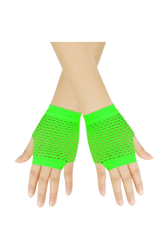 Short Fishnet Gloves Fingerless For Women Fish Net Mesh Emo Goth 80s Scene Accessories Green One Size