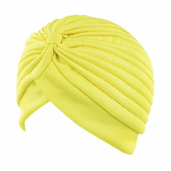 JFGHDG Sleep Caps for Women,Head Scarf for Women's Hair,Cap for Women,Bandana Headband,Head Wraps,Turbans Pleated Headwraps Colors Head Hair Head Coverings Head Accessories Yellow One Size