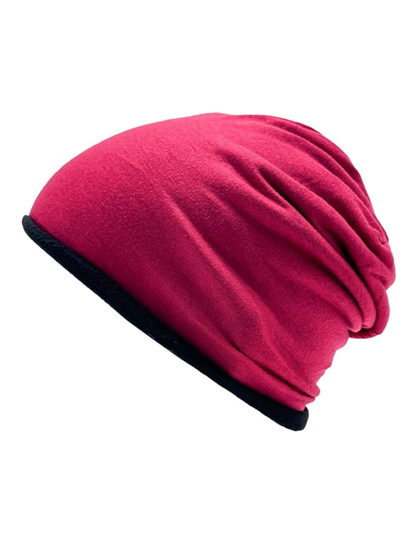 Slouchy Beanie for Men Winter Hats for Guys Cool Beanies Mens Lined Knit Warm Thick Skully Stocking Beanie Hat Hot Pink One Size
