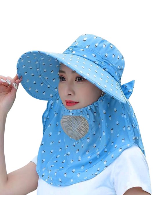 Soft Lightweight Peaked Cap with Drawstring Adjustment Women Wide Brim Sun Protection Hat for Daily Walking Vacation Activities Blue One Size