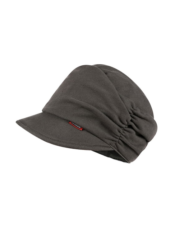 Soft Pleated Slouchy Newsboy Cap for Women, Stretch Visor Chemo Beanie Hat, Lightweight Turban Head Cover for Cancer Patients & Alopecia Dark Gray One Size
