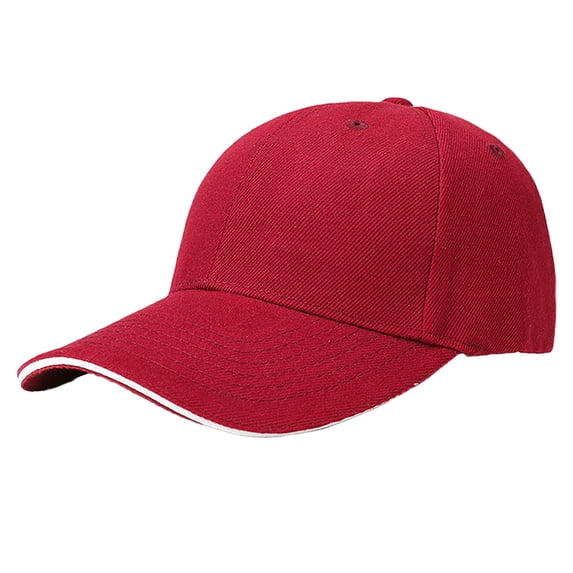 JFGHDG Solid Color Baseball Cap with White Piping Brim Lightweight Cotton Adjustable Dad Hat for Daily Sports Outdoor Travel Red A