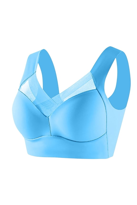 Sports Bras for Women High Support Minimizer Bras Push Up Sports Bra Push Up Bra Push Up Padded Everyday Bras Posture Correcting Wirefree Anti Sagging Mesh Comfortable Support Sky Blue 2 3XL