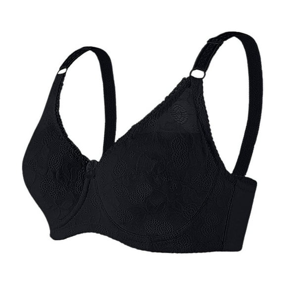 JFGHDG Sports Bras for Women Womens Bras Low Back Bra Wide Strap Bras for Women Support Anti Sagging Bralettes Padded Everyday Bras Compression Bra Ice Silk Breathable Comfortable Black 4 36