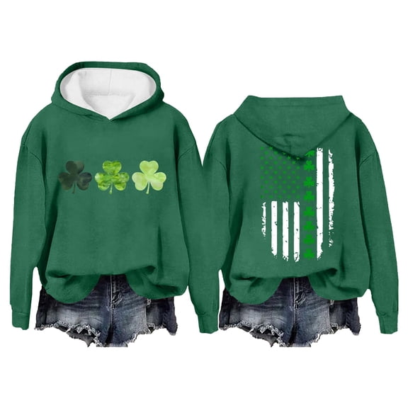 JFGHDG St Patricks Day Sweatshirt for Women American Flag Pullover Hoodie Loose Fit Tops Irish Shamrock Shirt St Patricks Day Outfits for Women Irish Shamrock Oversized Hoodies for Women A7_green 2xl