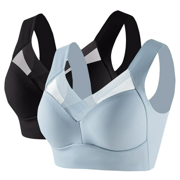 JFGHDG Strapless Bras for Women Strapless Push Up Bras for Women Thin Strap Bra Comfy Mesh Padded Posture Correcting Everyday Bras Support Breathable Ice Silk Back Smoothing Sky Blue 1 2XL