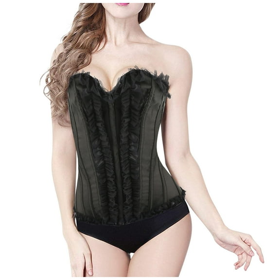 JFGHDG Strapless Corset Top Bustier Corset Top Gothic Corset Top Corset for Renaissance Corset Tank Tops for Women Vintage Corset Bustier Corset Black 2xl