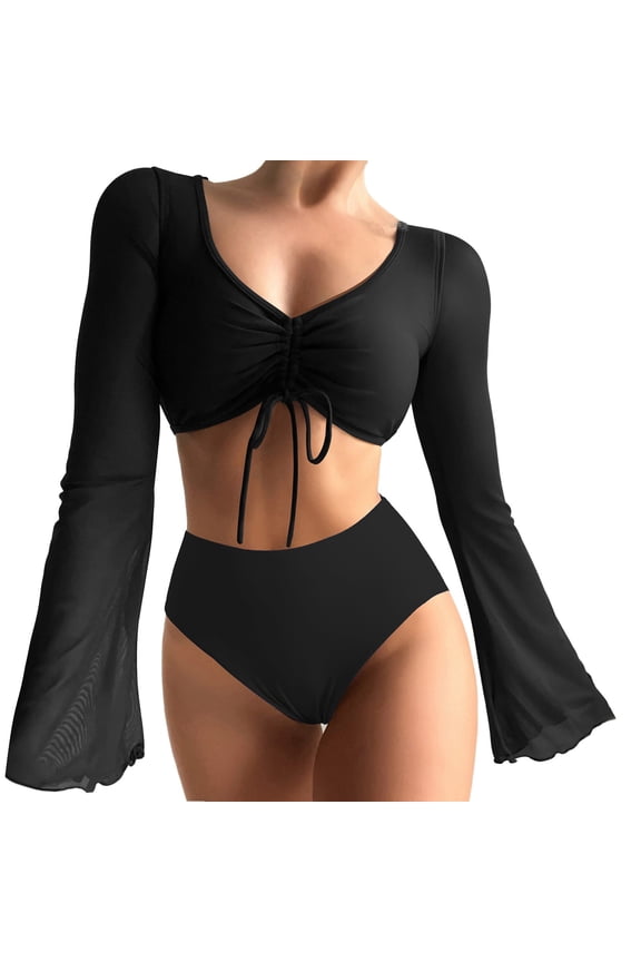 Swim Suits for Women 2025,tummy Control Swimsuits for Women,triangle Bikini,long Sleeve Cover Up Split Bikini Swimsuit Bikini Set,plus Size Swimsuit for Women,bikini Sets for Women Blue L