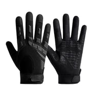 JFGHDG Tactical Full Finger Gloves, Touch Screen Non Slip Protective Work Gloves Adjustable Wrist Strap for Outdoor Hiking Cycling Shooting Black L