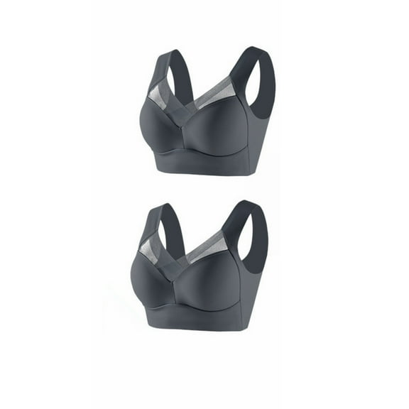 JFGHDG Thin Strap Bra Mesh Bras for Women Minimizer Bras Running Sports Bras for Women Breathable Bralettes Comfortable No Underwire Long Line Bra Support Posture Correcting (2PC)Dark Blue 1 L