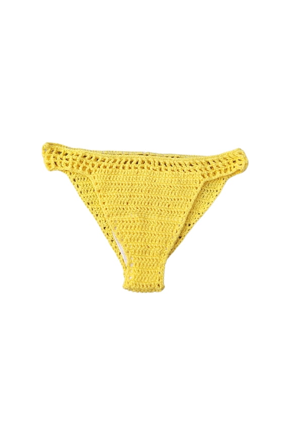 Thong Bathing Suit for Women,side Tie Bikini Bottom,bikini Shorts,ladies Handmade Crochet Bikini Shorts Belt Lined Knitted Swim,bikini Bottoms for Women,ruched Swim Bottoms Yellow L