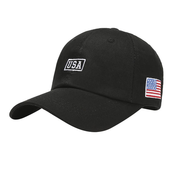 JFGHDG USA Embroidered Baseball Cap American Flag Patch Adjustable Cotton Dad Hat Casual Patriotic Sun Hat for Men Women Black One Size
