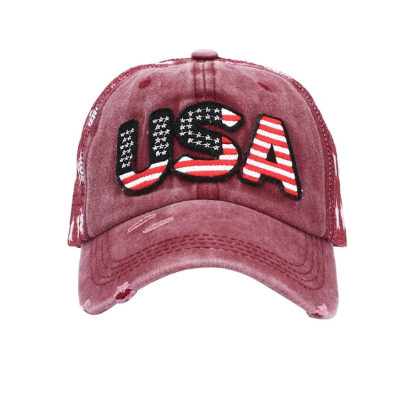 JFGHDG USA Flag & Embroidery Premium Cotton Low Profile Adjustable Baseball Dad Cap Wine One Size