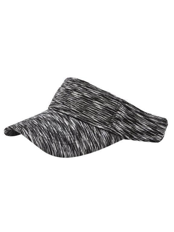 Unisex Sports Sun Visor Hat, Heathered Knit Open Top Cap, Adjustable Lightweight Running Tennis Visor for Men Women Black One Size