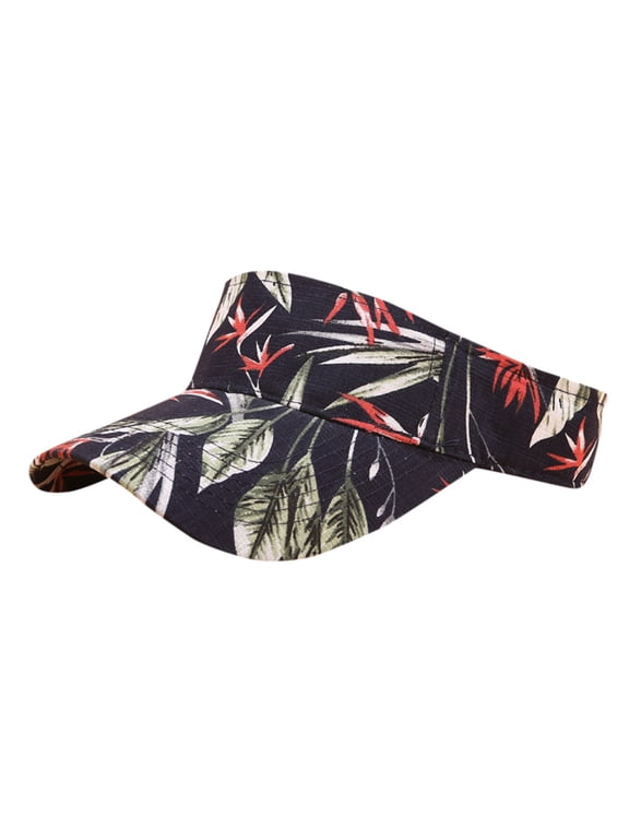 Unisex Tropical Leaf Print Sun Visor Hat, Adjustable Strap Open Top Cap, Lightweight Summer Outdoor Beach Sports Visor for Men Women A One Size