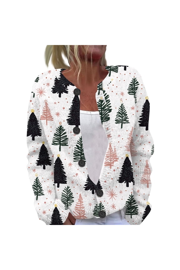 Vintage Cardigan Knitted Sweater Floral Sweaters for Women Xmas Sweater Women Flower Cardigans for Women Button Up Sweater Black XL