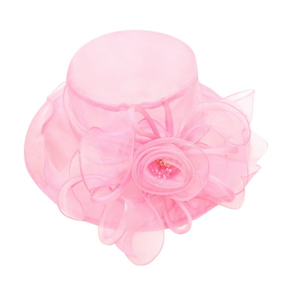 JFGHDG Vintage Hat,Women Church Hats,Flapper Hat,Cloche Hat,Wide Brim Sun Hat,Women's Wedding Cap Bridal Daily Tea Fascinator Hat Party Caps Hot Pink One Size