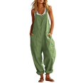 thumbnail image 1 of JFGHDG Wide Leg Linen Overalls for Women Loose Fit Barrel Leg Jumpsuits Rompers with Side Pockets Army Green L, 1 of 5