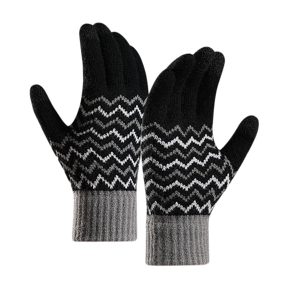 JFGHDG Winter Gloves Men Cable Knit Gloves Plush Lined Gloves Thickened Knit Gloves Thick Knit Gloves for Warm Styling Thickened Knitted Gloves for Typing Black One Size