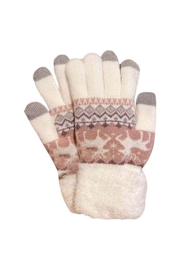 Winter Gloves Women Cable Knit Gloves Plush Lined Gloves Stretchy Gloves for Adults Breathable Gloves Daily Gloves for Outdoor Gloves for Typing Anti-slip Daily Gloves Clear A