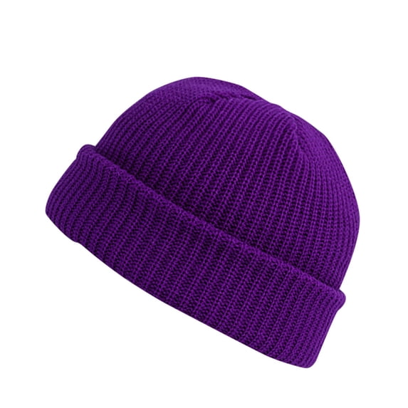JFGHDG Winter Rib Knit Beanie for Men Women, Fleece Lined Beanie Soft Warm Knit Hat Ski Stocking Cuffed Cap Purple One Size