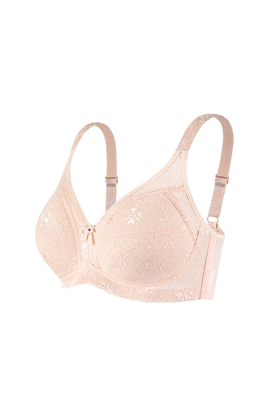 No Wire Bras for Women Thin Strap Bra Bras for Women Strapless Bra Bra Plus Size Wirefree Back Smoothing Full Coverage Comfy Mesh Comfortable Ice Silk Compression Bra No Underwire Beige 36