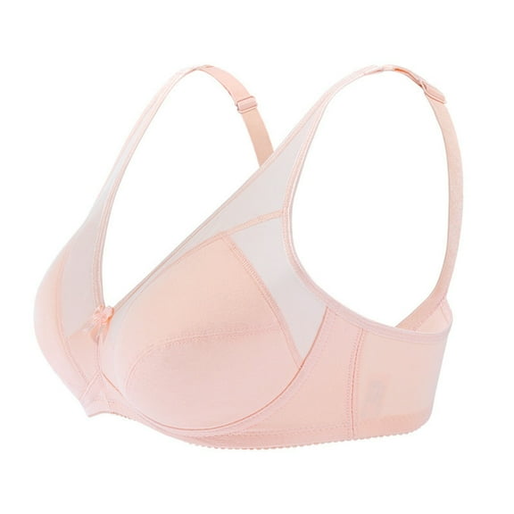 JFGHDG Wireless Bras for Older Women Underwire Sports Bras for Women Womens Sports Bras Anti Sagging Support Ice Silk Wirefree Breathable Comfortable Seamless Posture Correcting Mesh Rose Gold 44