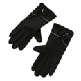 thumbnail image 1 of JFGHDG Women Bow Decor Winter Gloves, Contrast Stitch Soft Thermal Full‑Finger Gloves Lined Warm Gloves for Driving Shopping Daily Commute X1 Black One Size, 1 of 3