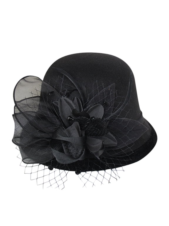 Women Church Hats Boater for Women Steampunk Hats French Hat Jazz Cap Fedora Hats for Women Classic Fashion Church Derby Cap Cloche Hat Summer Beach Hat Traditional Comfortable Black One Size
